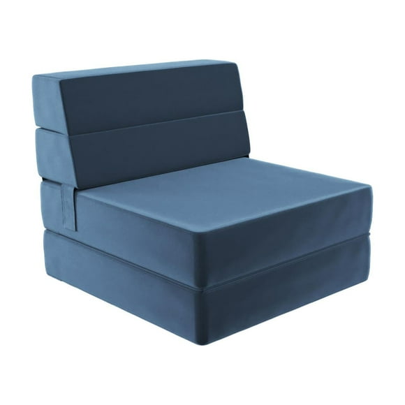 Novogratz The Flower 5-in-1 Modular Chair and Lounger Bed, Indigo Blue Velour