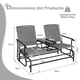 thumbnail image 3 of Silla mecedora planeadora Costway para 2 personas con Mesa de Cristal templado 145 x 70 x 95 cm gris, 3 of 10
