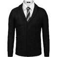 thumbnail image 3 of Coofandy mens shawl collar cardigan sweater slim fit button down cable knitted sweater with pockets, 3 of 7