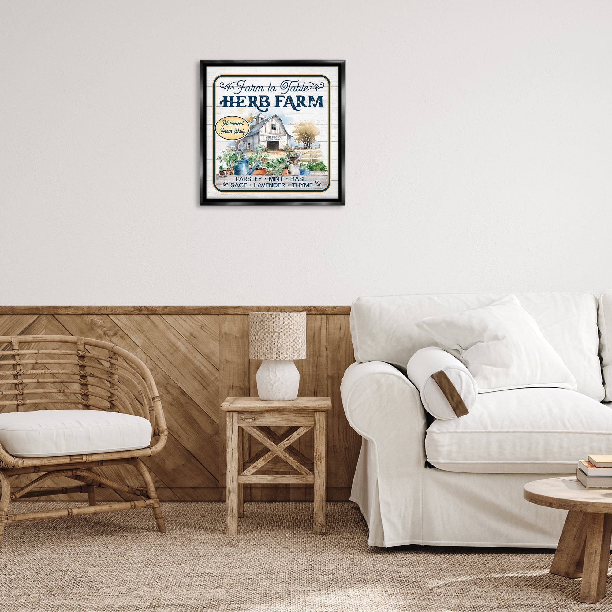 Stupell Industries Fresh Daily Herb Farm Text & Numbers Painting Black Floater Framed Canvas Art Print Wall Art, 25 x 25