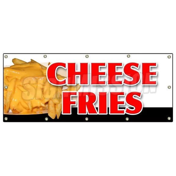 48"x120" CHEESE FRIES BANNER SIGN french fries bacon cheddar cheese ranch melted