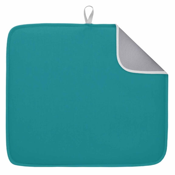 Dish Drying Mat for Kitchen Countertop, Teal Blue Absorbent Microfiber Dish Mat Reversible Quick Dry Non Slip Draining Mat Kitchen Drying Pad for Dishes, Utensils 18x24 Inch Solid Color