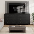 thumbnail image 6 of EastVita Black 31.5 Inch Wide Wooden Chest of Dresser with 3 Drawers and Large Clothes Storage Space For Nursery Living Room Hallway and Bedroom, 6 of 9
