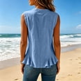 thumbnail image 4 of ClodeEU Women's Round Neck Sleeveless Button Down Peplum Blouse,Casual Loose Ruffle Hem Tank Top Blue,Women's Plus XXL, 4 of 6