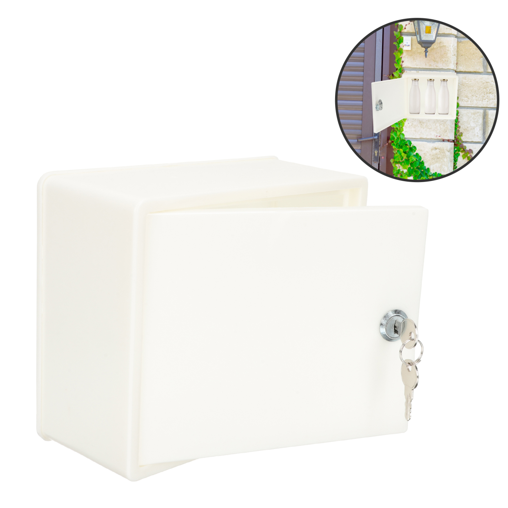TOYMYTOY White Locking Mailbox Wall Mount with Plastic Body for Secure Outdoor Storage