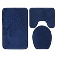 thumbnail image 1 of Juego de 3 alfombrillas de baño con relieve de piedra para tapa de inodoro, alfombrillas absorbentes para bañera, color azul marino, 1 of 14