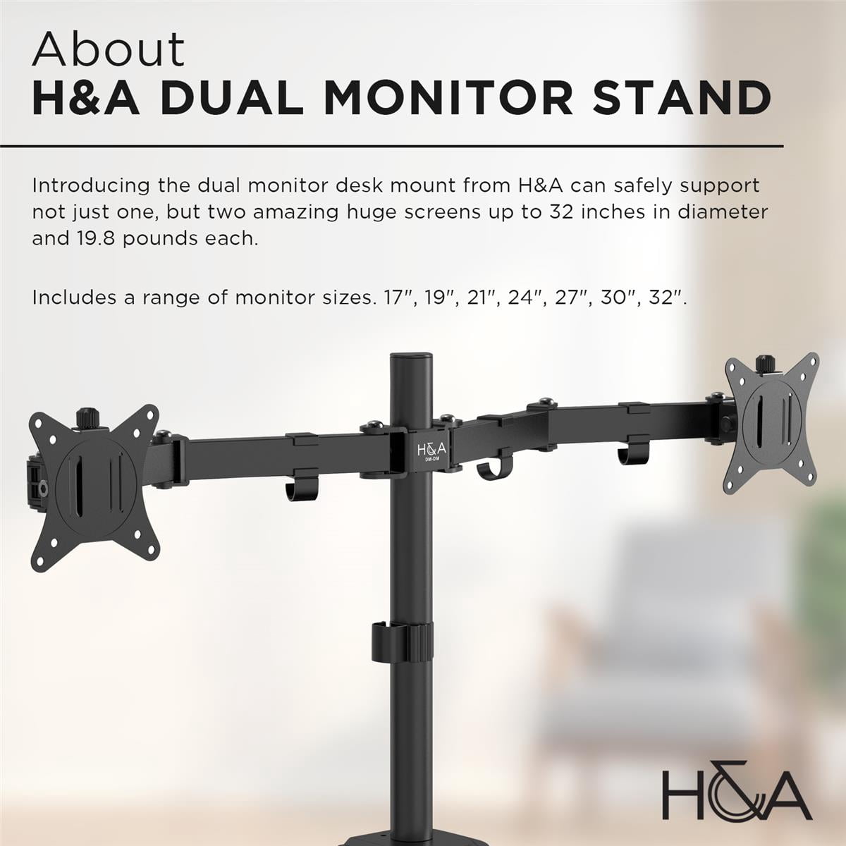BenQ (2) BL2780T 27" Full HD 16:9 IPS Business Monitor with Eye-Care Technology, Built-In Speakers, Ergonomic Design, Black + H&A Dual Monitor Desk Mount Stand