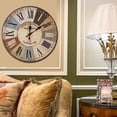 thumbnail image 4 of Christmas Decorations 12 Inch Silent Vintage Design Wooden Round Wall Clock Arabic Numerals Vintage Rustic Shabby Chic Style Wooden Round Home Decoration Wall Clock, 4 of 5