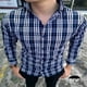 thumbnail image 1 of Ropa para hombre con estampado de rayas hawaianas, cuadros, bloques de color, estilo retro batik, manga larga, diseño de moda, nuevas blusas en tallas grandes, 1 of 6