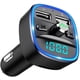 thumbnail image 1 of Transmisor FM Bluetooth para coche, kit adaptador de receptor de radio inalámbrico con luz ambiental azul para llamadas manos libres, cargador USB dual de 5 V/2,4 A y 1 A., 1 of 5