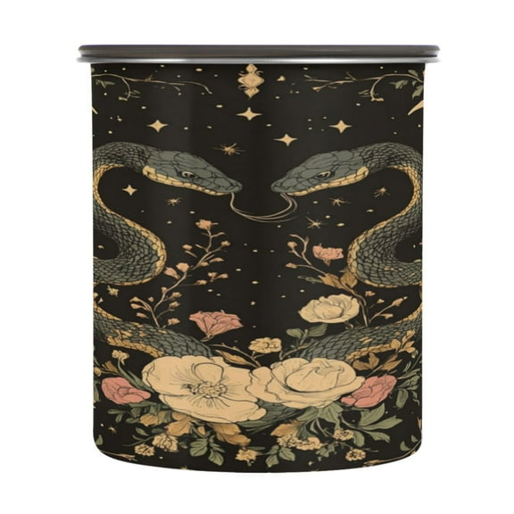Wobogo Snakes Entwining Vines Food Storage Jars 304 Food Grade Stainless Steel Canisters With Vacuum Airtight Lids for Coffee Snacks Nuts Cereal 900ML