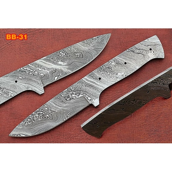 9" sstraight back Damascus steel blank blade skinning knife with 4" cutting