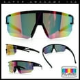 thumbnail image 2 of Mens Color Mirror Polarized Plastic Sport Wrap MTB Plastic Sunglasses Black - Fuchsia Mirror, 2 of 9