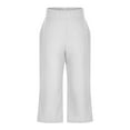thumbnail image 4 of safuny Women's Cotton Capri Pants Clearance Solid Clothing Retro High Elastic Waist Summer Comfy Trousers Casual Drawstring Sports Fashion White XXL, 4 of 6