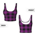thumbnail image 3 of Sikiie Purple Black Plaid Print Strappy Sports Bra for Women Padded Push Up Sports Bra Athletic Running Sports Bra Workout Bra Yoga Bra, 3 of 5