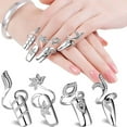 thumbnail image 1 of juego/4 Uds. De anillo para uñas con diamantes de imitación, punta del dedo, apertura ajustable, accesorios para decoración de uñas para mujeres y niñas, plateado, 1 of 7
