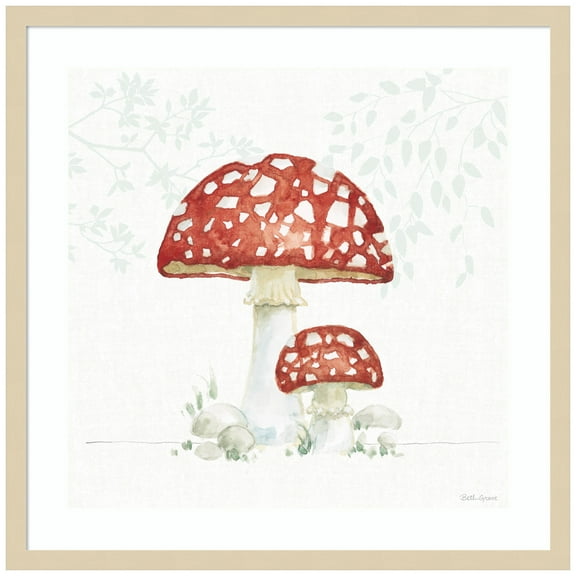 Amanti Art Woodland Love Red Mushroom Wood Framed Wall Art Print