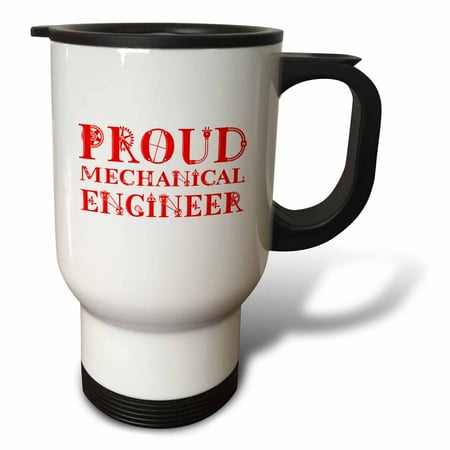 

3dRose Proud Mechanical Engineer cool text in tree lines red on white - Travel Mug 14-ounce Stainless Steel