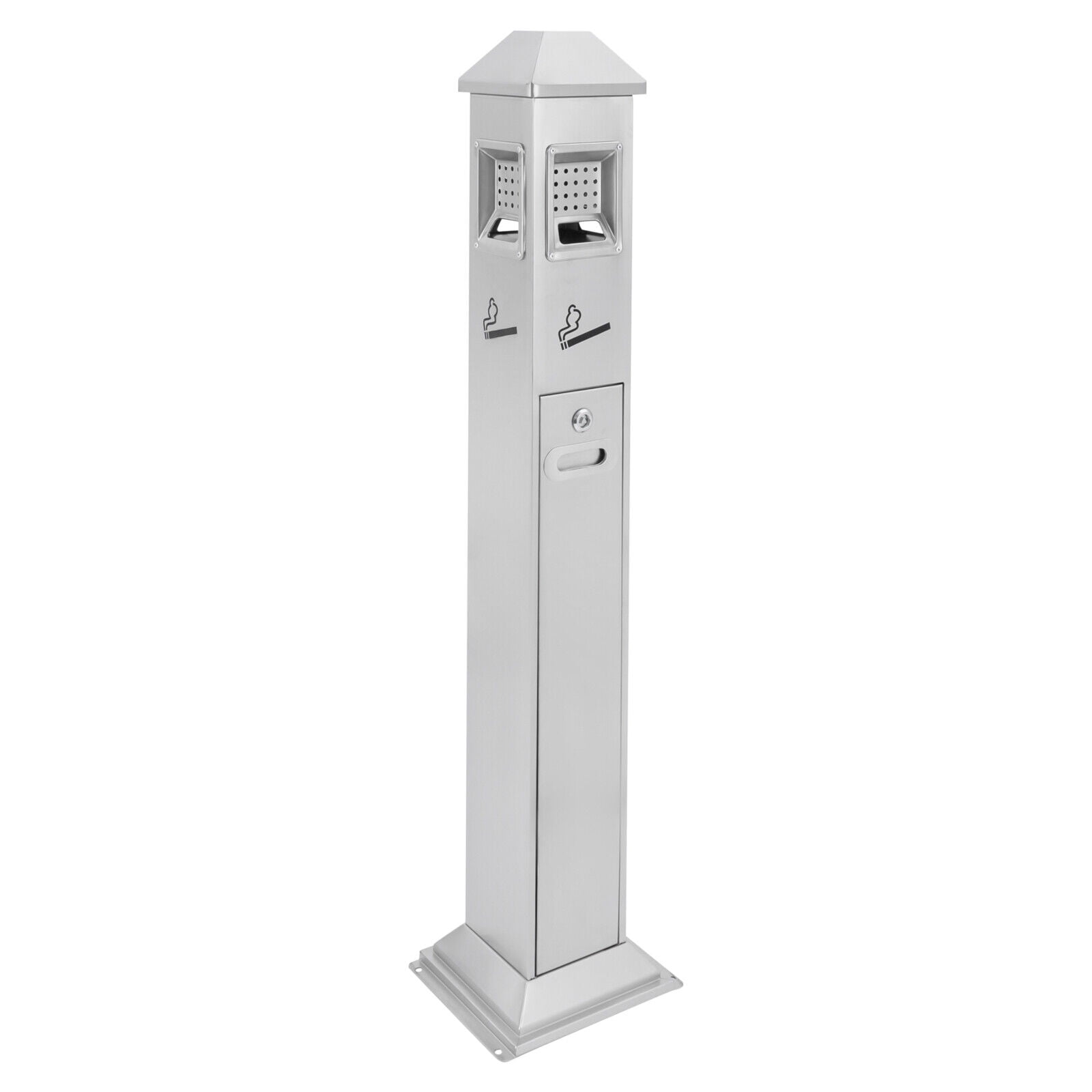 Miumaeov Metal Vertical Trash Bin Cigarette Butts Collector with Inner Barrel Outdoor/ Indoor Trash Can Container Silver