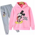 thumbnail image 5 of Conjunto de 2 piezas de sudadera con capucha y pantalones largos de manga larga con estampado de Mickey y Minnie Mouse para niñas, ropa deportiva informal para niñas, 5 of 5