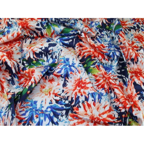 John Kaldor Lizzano Cotton Sateen Fabric Orange & Blue - per yard