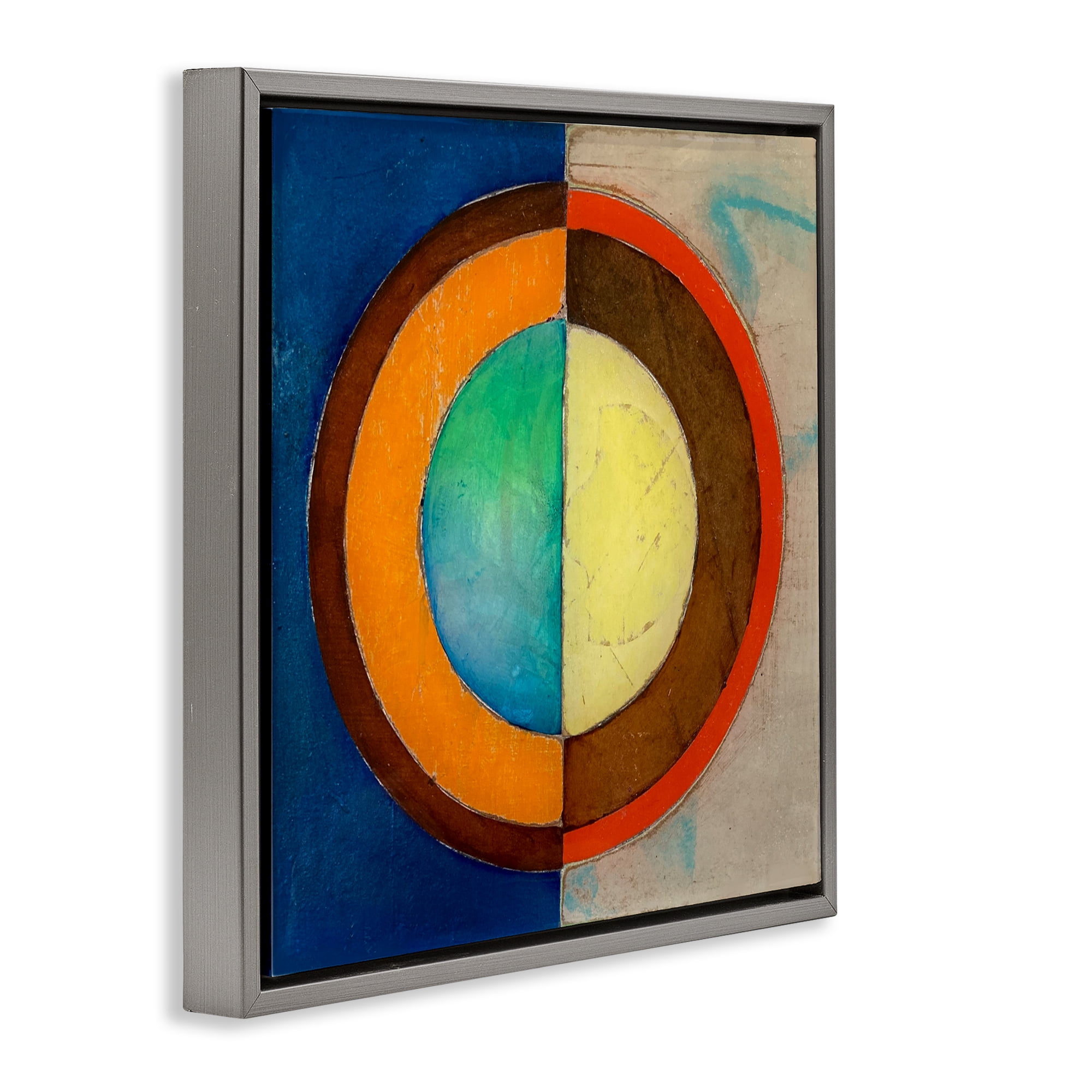 Stupell Industries Bright Vertical Circle Symmetry Gray Framed Floater Canvas Wall Art, design by Matthew Finger
