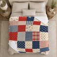 thumbnail image 5 of Rustic Patriotic Patchwork Square, Cozy Artistic Scene, Warm Flannel Blanket for Cabin and Lodge with Detailed Artwork, Celestial Art Lovers Housewarming Gift, Artistic Home Decor, 5 of 9