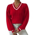 thumbnail image 4 of Sweaters for Women, Winter Sweaters for Women, V Neck Solid Color Thread Pullover, Casual Long Sleeve Top for Everyday Wear and Layering, 4 of 4