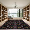 thumbnail image 2 of ODIKA 9'x12' Washable Area Rug Gothic Horror Skull Spooky Motif Halloween Witchy Witch Ghost Flowing Dynamic for Dining Room, Basement, Large Office, Non-Slip Chair-Friendly, 2 of 7