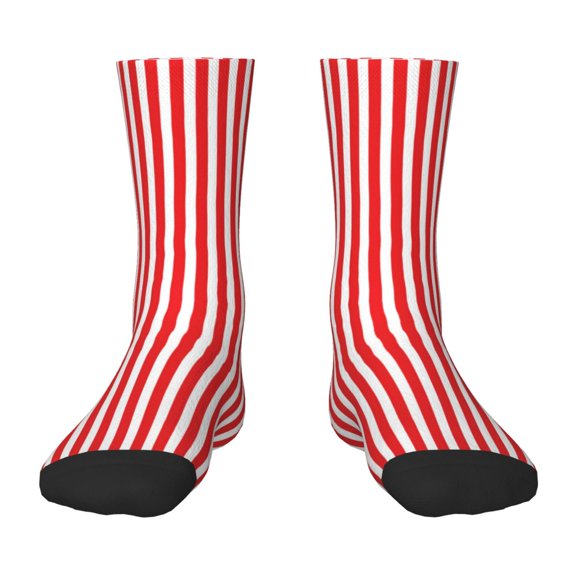 Fuzoiu Red And White Stripes Print Kids Socks For Boys Girls,Grip Crew Socks with Non Slip,Lightweight Stretch Crew Socks,Toddlers Crew Boot Socks