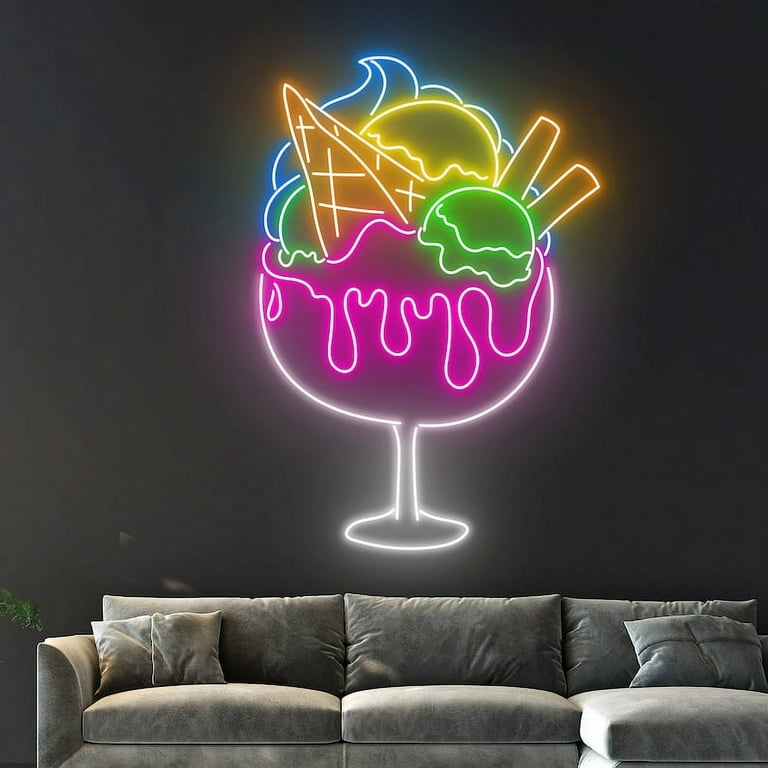 Handmadetneonsign Ice Cream Glass Neon Sign, Ice Cream Neon Light