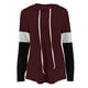 thumbnail image 2 of Sudadera con capucha para mujer, manga larga, color bloqueado, suave, informal, sudadera con capucha para uso diario, rojo vino M, 2 of 7