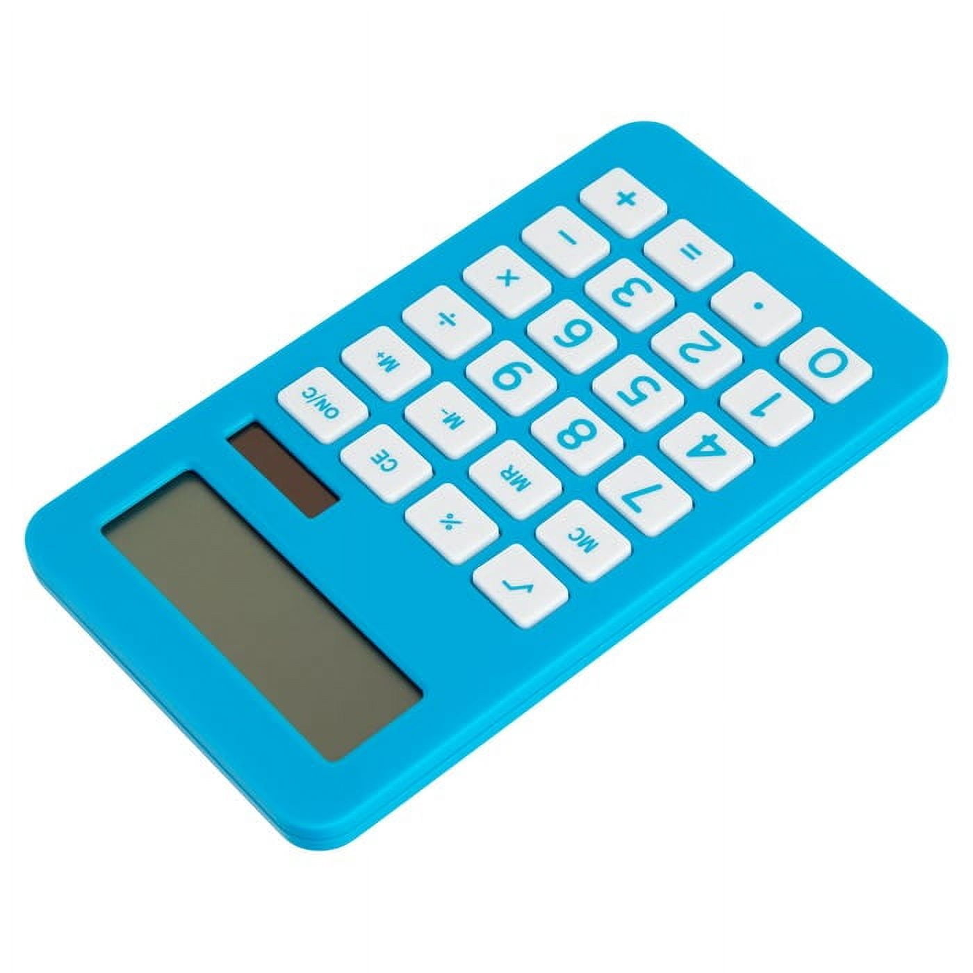 JAM Paper Desktop Calculator, 10 Digit LCD Display, 3 3/4 x 6 3/4 Inches, Blue, 1 Pack
