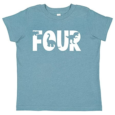 

7 ate 9 Apparelh Birthday Shirt for Boys Dinosaur 4 Year Old Boy Birthday Boy Dino Four T-Shirt Kids Gift Light Blue