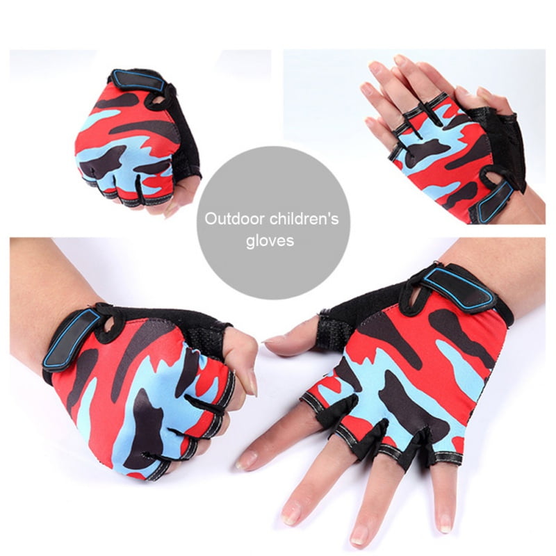 Kids Cycling Gloves Mountain Bike Motor Half Finger Riding Quad Childrens Pair