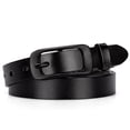 thumbnail image 1 of Cinturones de cuero para mujer Cinturón negro para jeans Hebilla negra -45" para cintura 34"-39", 1 of 4