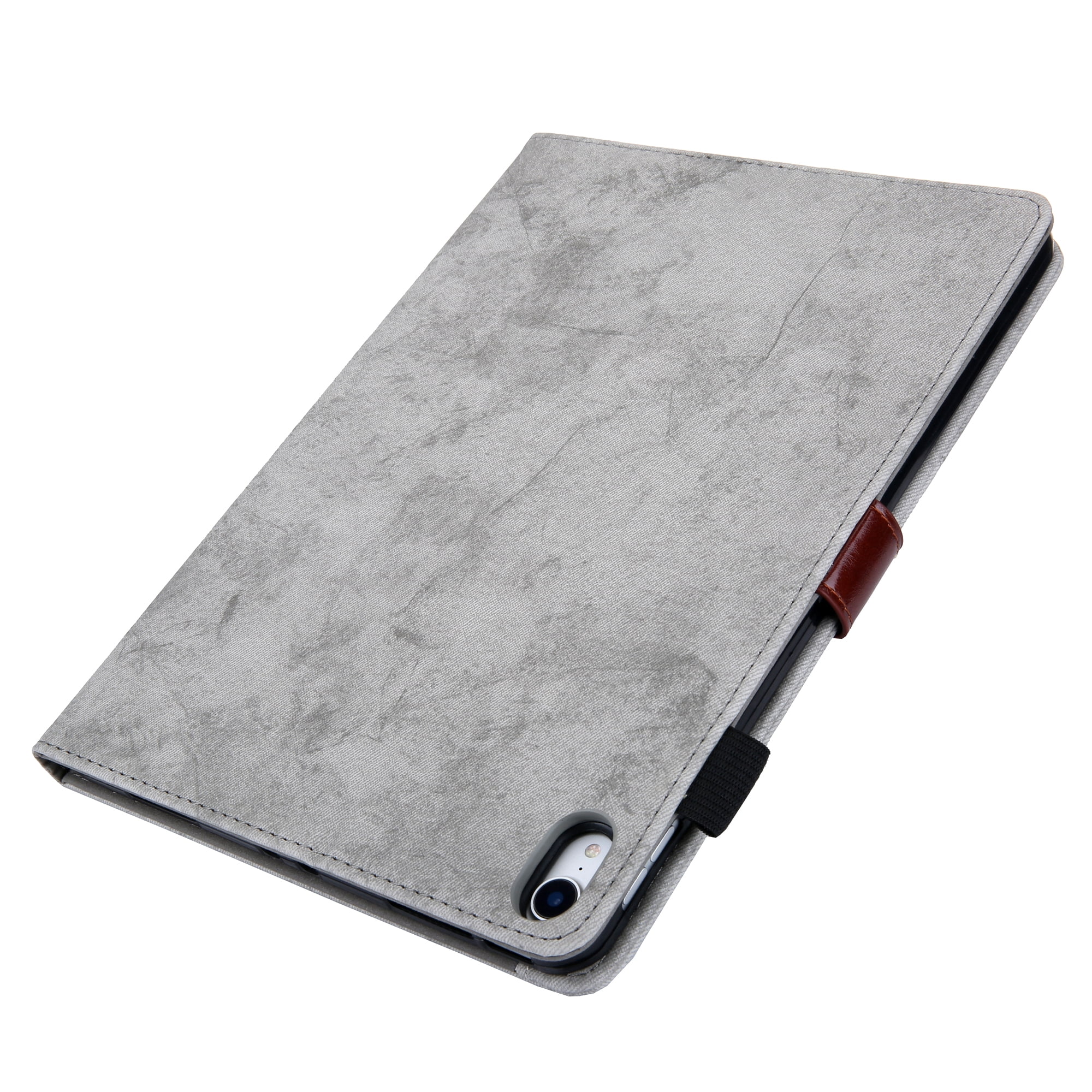 for iPad 10th Gen 10.9" (2022) Case, Retro Card Slot Cover with Pencil Holder, Multi-Angle Viewing Stand, Pocket Design, Folio Leather Case for Apple iPad 10th Gen 10.9" - Gray