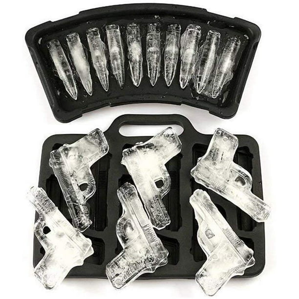 2-Pack Handgun And Bullet Ice Cube Trays Set