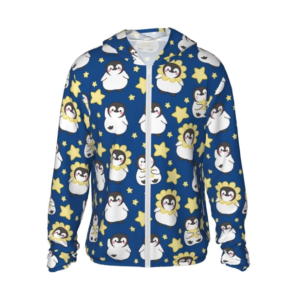 Fotbe Star Penguin Chaqueta con Protección Solar UPF 50+ para Hombre y Mujer, Camisa con Capucha y Bolsillos-XX-Large
