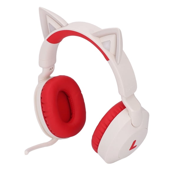 Cat Ear Wire Less Headphone with Mic, Volume Control Cat Ear BT Headphone, LED Light Foldable Music Gaming Headset with 3.5mm Aux Cable & Speaker for Kids Adults