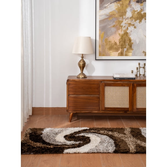 Rugsotic Carpets Hand Tufted Shag Polyester 2'6''x8' Runner Area Rug Contemporary Multicolor K00014