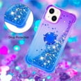 thumbnail image 2 of Glitter Case for Apple iPhone 15 Plus for Women Girls, Bling Sparkle Colorful Gradient Quicksand Waterfall Soft TPU Liquid Cover Case with Ring Stand for iPhone 15 Plus JB-Purple Blue, 2 of 14