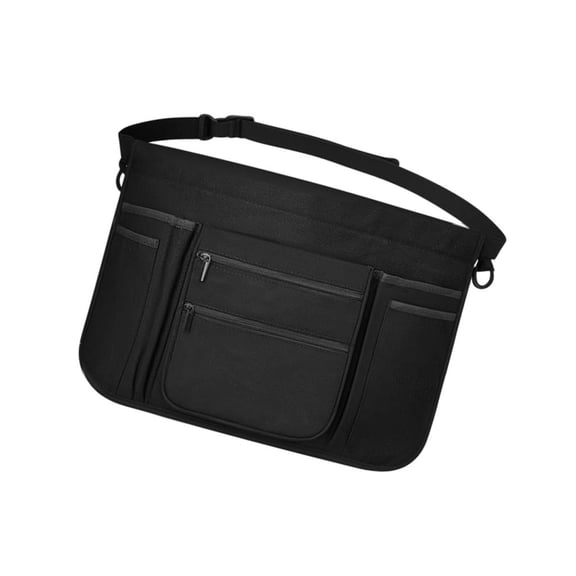 Sturdy Cotton Canvas Server Apron With Zipper Pockets Side Compartments Metal Clips For Cooking Gardening Crafts