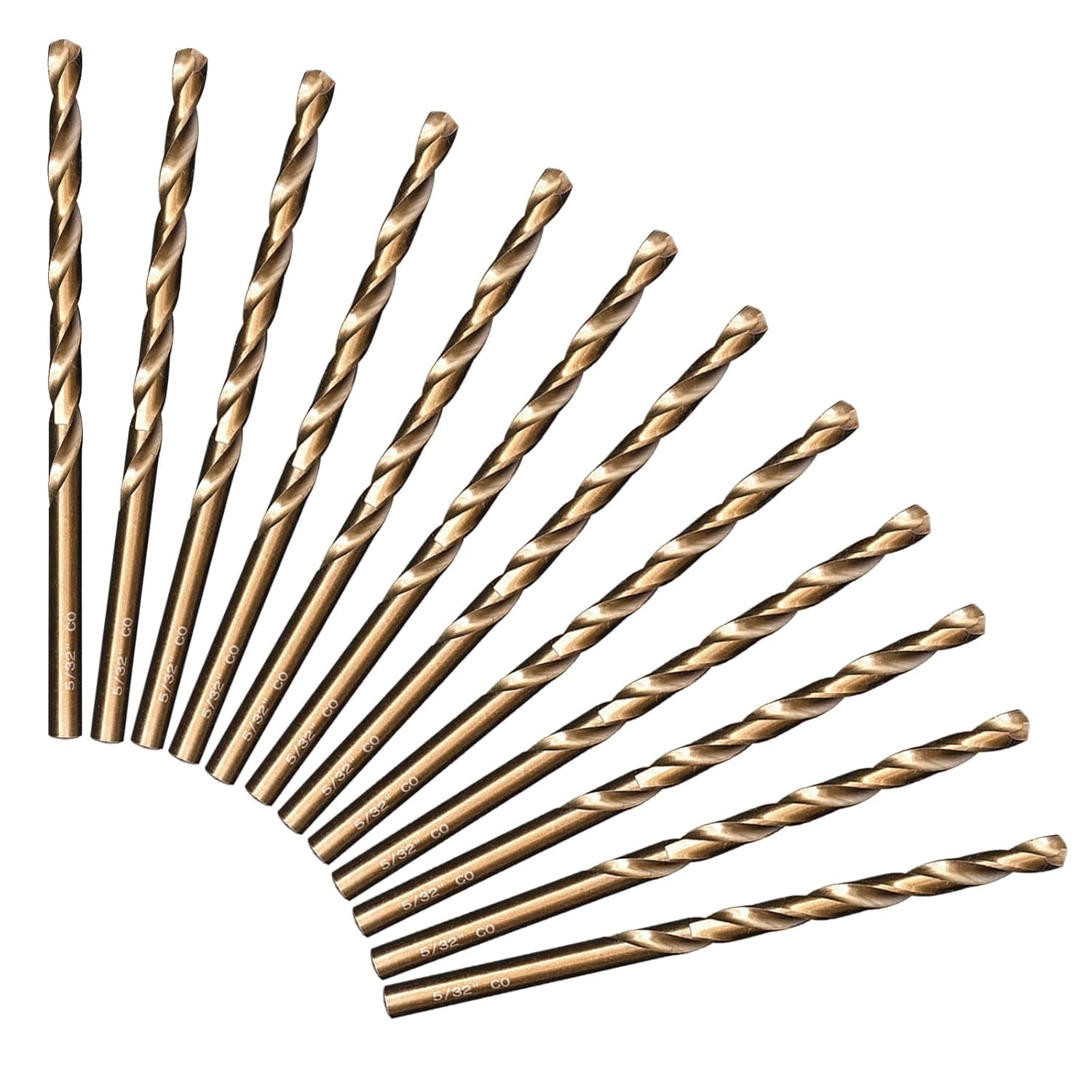 FRKSMD-Techhyren 12pcs Cobalt Drill Bit Set, 5/32" M35 HSS Jobber Length Metal Drill Bit Set for Stainless Steel, Hard Metal, Cast Iron, Wood and Plastic, with Storage Case