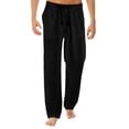 thumbnail image 4 of SHIXIAOO Men's Summer New Styles and Fashionable Pure and Linen Trousers Open Leg Pants Body Central Pants Mens Training Pants with Pockets Rave Bottoms Thrill Sweatpants Bunny Socks Big and Tall, 4 of 5