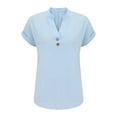 thumbnail image 5 of Women's Classic V-Neck Tee Short Sleeve Soft Everyday Casual Essential Light Blue XL, 5 of 6