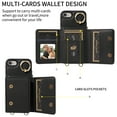 thumbnail image 6 of Allytechgroup Wallet Case for Apple iPhone SE 2022/2020/ iPhone 7 8, With Shoulder Strap Cards Slots Ring Holder Stand Cards Slots RFID Blocking Phone Case for Girls Women, Black, 6 of 11