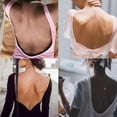 thumbnail image 6 of Gymayou Seamless Low Back Bra Wireless Padded Spaghetti Straps Bralette Thin Straps V Neck Backless Comfort Underwear Bra 2pcs#Black L, 6 of 7