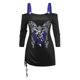thumbnail image 1 of Tamaño de la mariposa de la mariposa la impresión del cráneo del hombro frío camiseta cinchada Rosegal  Mangas largas de talla grande, 1 of 5