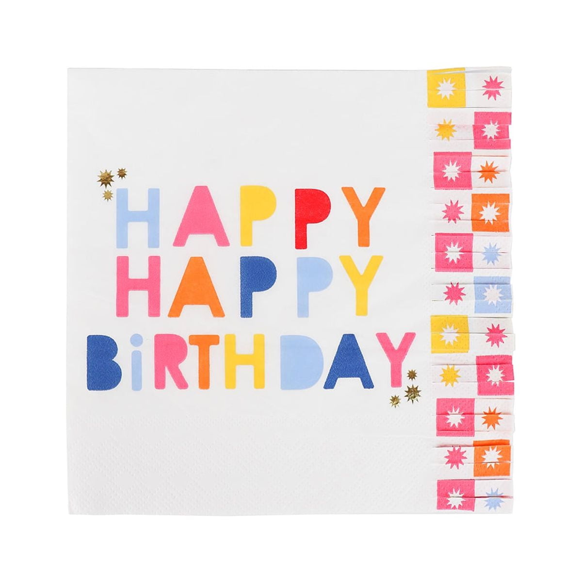(4 pack) Packed party "it's my birthday" multicolor 6.5" fringe lunch napkins, 20 ct